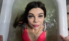 Long-haired babe's dip