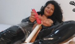 Plastic wrap breathplay - quick orgasm