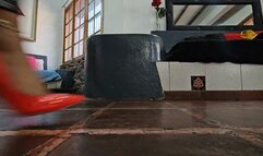 Balbina Sexy Heel Popping on patent red high heels