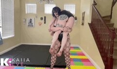 Strong & Thick Goddess Nyx Lifts & Carries Petite & Curvy Kaiia Who Tries to Lift Back