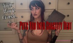 Your Work Crush Puts You Into Chastity Debt