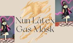 gas mask and latex nun