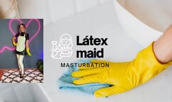 Maid latex masturbation