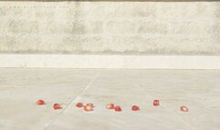 Pomegranate seeds barefeet crush