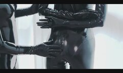 Dazzling red latex high heels