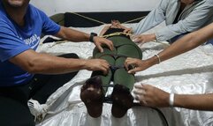 4 people tickle the beautiful Roxan (3)