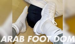 Arab Master Intense Foot Domination with Nike TN Sneaker, white Nike Socks and feet