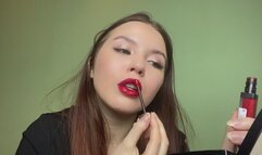 put on red lipstick