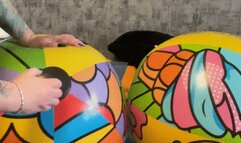 Deflate new beachballs sit on ball