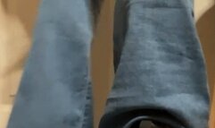 Sneakers Socks Barefeet Jeans Pull Up