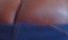 Ebony BBW Goddess Silk Teases in Demin Jeans Ass Crack and Tits