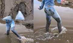 Muddy wading - tying to wash off all the muddy mess!! Levi's
