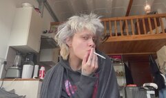 casual goth in hoodie smoking fetish smoking a cigarette gothic tattoos piercings glitterqueen1999