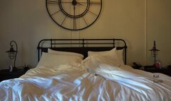 Woman getting into my lingerie, dress,garter, and vintage stockings