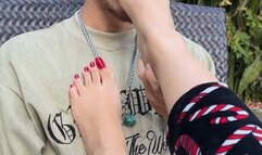 Foot worship starring Caribbean soles