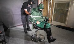 Marie M taped and gagged in shiny nylon rainwear
