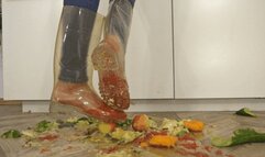Crushing fruits and veggies under and in my rubber boots