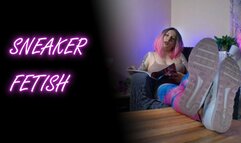 Lady Angela sneaker fetish teasing dirty sneaker bottoms tattooed femdom goddess