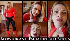 Blowjob and Cumshot Facial in Red Boots
