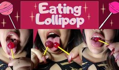 Close up eating lollipop