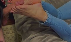 Working His Big Cock With My Sweaty Soles