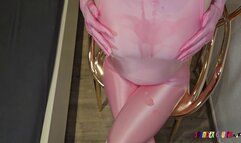 SpandexQueen sucks dick, comes twice and makes him cum on her pink spandex suit