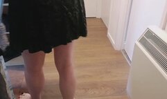 Trans Girl Mops & Wipes The Floor Barefoot In A Dress