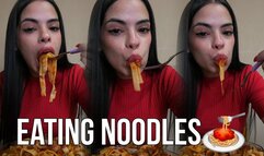 Eating noodles