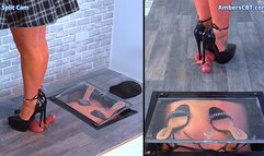 Flattening His Cock & Balls Under My 6 Inch Heels - Split Cam - A121SPLIT