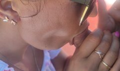 Oral sex and fuck outdoors, next to the car