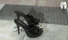 Tin Cars under high heel Mules