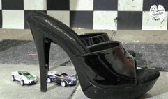 Tin Cars under high heel Mules floor view