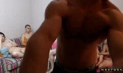 Two Hot Teens Enjoying A Gang Of Hard Cocks On Webcam