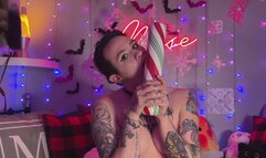 Sensual Candy Cane Licking