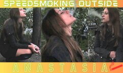 Anastasia Speedsmokes 3 Cigarettes Outside