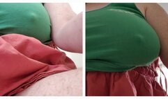 GFE Shock n Awe hairy bush and huge tits w erect nips that could break glass