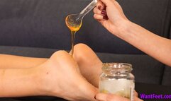 Honey-Dipped Soles - Foot Worship - Sole Licking - HD MP4