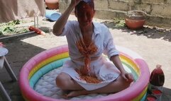 Messy bakes beans play