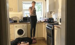 Trampled By Chelsea In Her Black Patent Platform Mary Jane High Heels (4K)