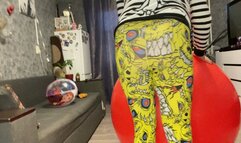 Crazy ride on big red ball