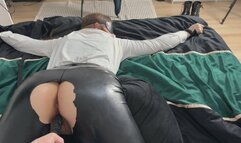 Girlfriend in leather leggins wants to be fingered + dildo while tied up (1080p)