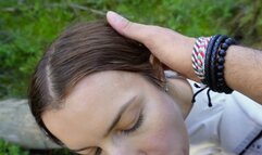 Outdoor blowjob in a forest