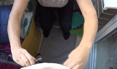 Fast handjob with cumshot on hairy arms