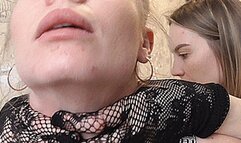 BIG BLACK GLOVES GRAB HER NECK!