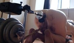 Balls tied to fuck machine predicament