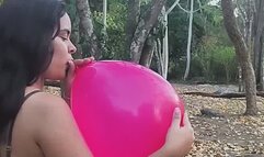 Taking a walk in nature and blowing up balloons in public!