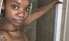 Thick Ass Ebony Clapping And Spanking Her Fat Ass In Shower