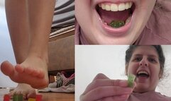 Giantess Devours Tiny Escaping Gummies in a Vore Fantasy