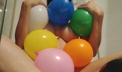 inflating and playing with balloons