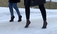 High Heels on Very Slippery Ice, High Heels on Ice Comparison